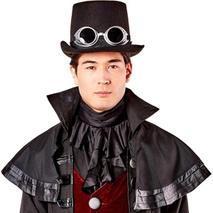 image:imageForum Novelties  Steampunk Hat wGogglesBrownBlackSilver