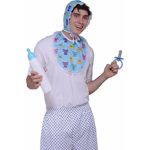 image:imageForum Novelties Adult Baby Bib and Bonnet Costume AccessoryBlue