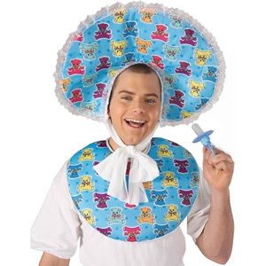 image:imageForum Novelties Big Baby Deluxe Costume Accessory Bib and Bonnet Set One SizeBlue
