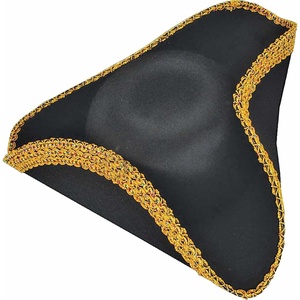 image:imageRubies Black Tricorn Pirate Hat for Adults Mens No Size