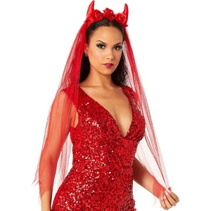 image:imageRubies Villainous Veil Red Devil Horns on Headband with Veil for Adults Womens No Size
