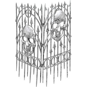 image:imageRubies Silver Skull Fence Prop  2 Pack Dcor for Adults Unisex One Size