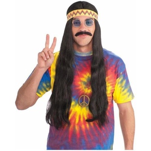 image:imageForum Novelties Mens Hippie Dude Headband Long Costume WigBrown