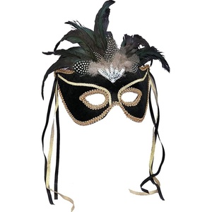 image:imageForum Deluxe Half Mask With FeathersBlack